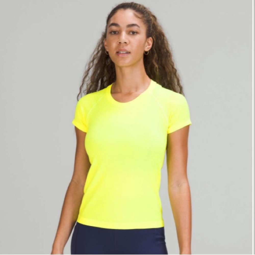 lululemon athletica Bright Neon Yellow Short Sleeve Performance Tee